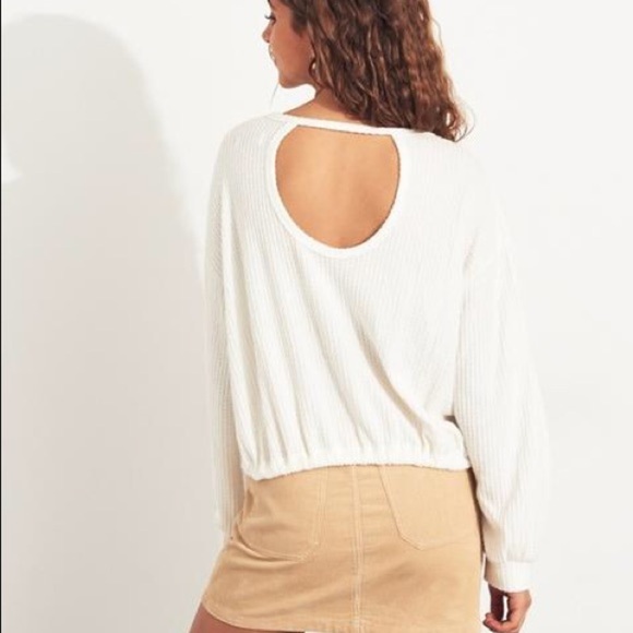 NEW Hollister open back waffle gray shirt medium soft - Picture 12 of 12